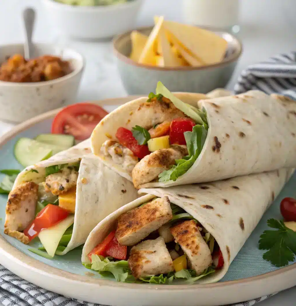 Cheesy Garlic Chicken Wraps
