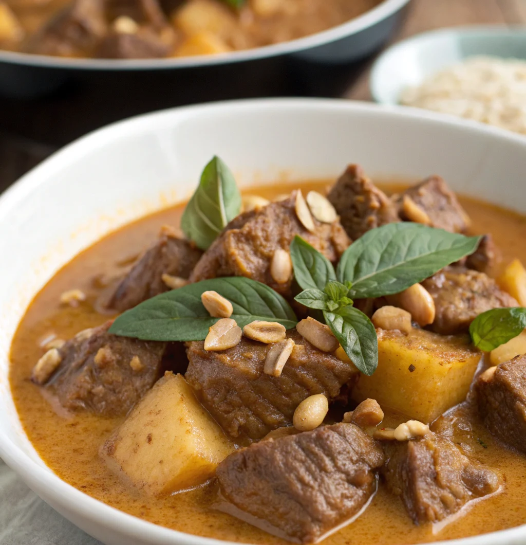 Beef Massaman Curry with Potatoes and Peanuts
