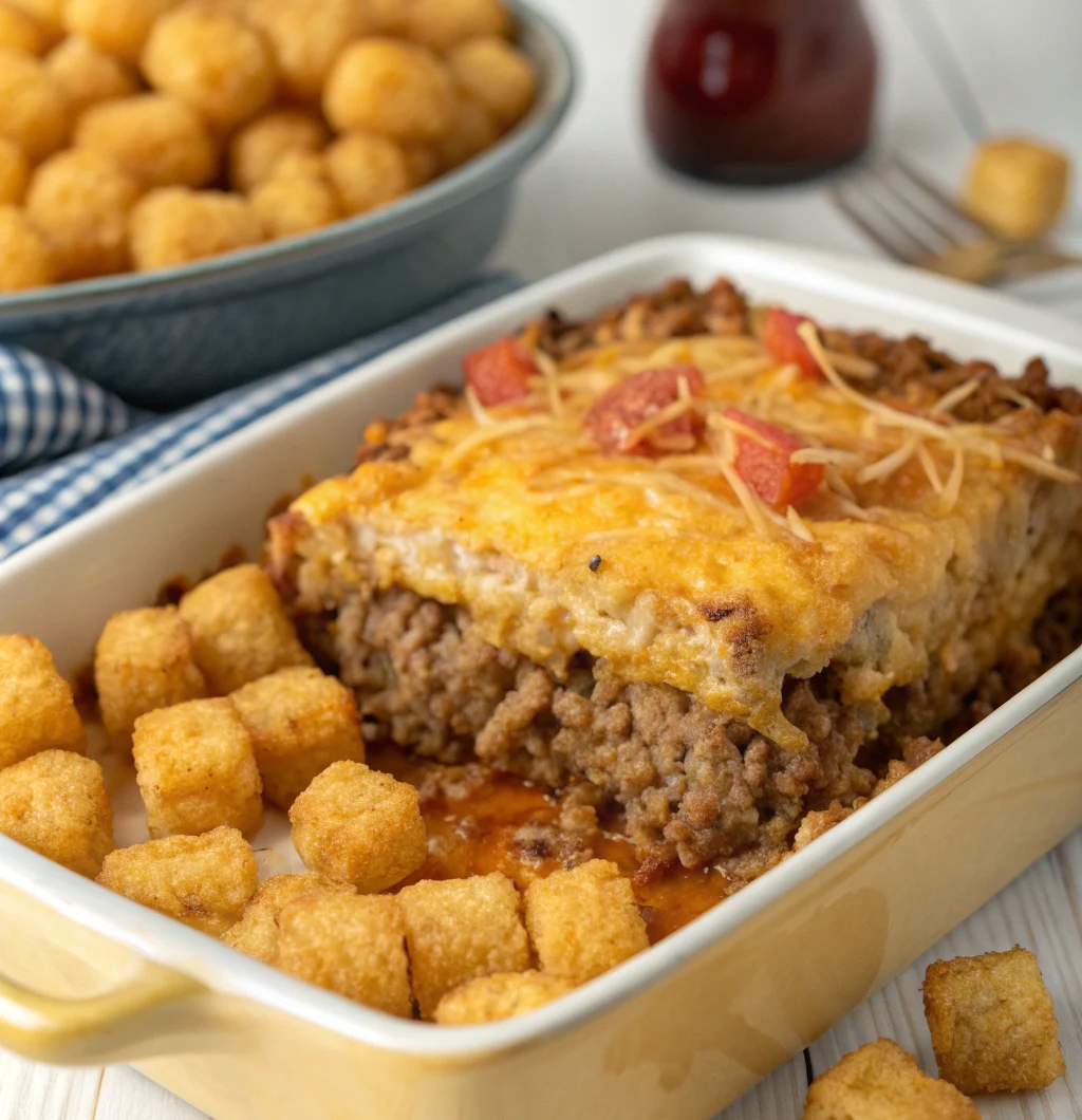 Cheesy Meatloaf Tater Tot Bake – Comfort Classic