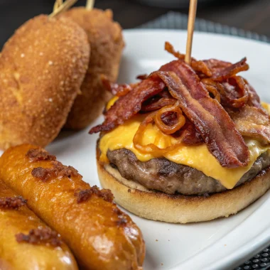 bacon cheeseburger corn dogs