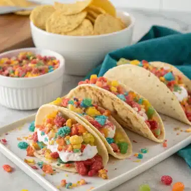 fruity pebbles cheesecake tacosingredients