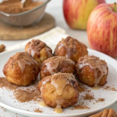 cinnamon glazed apple fritter bites