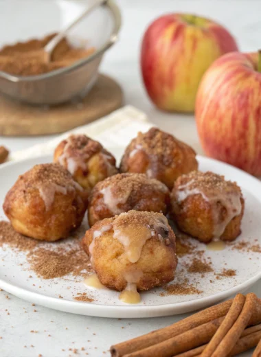 cinnamon glazed apple fritter bites