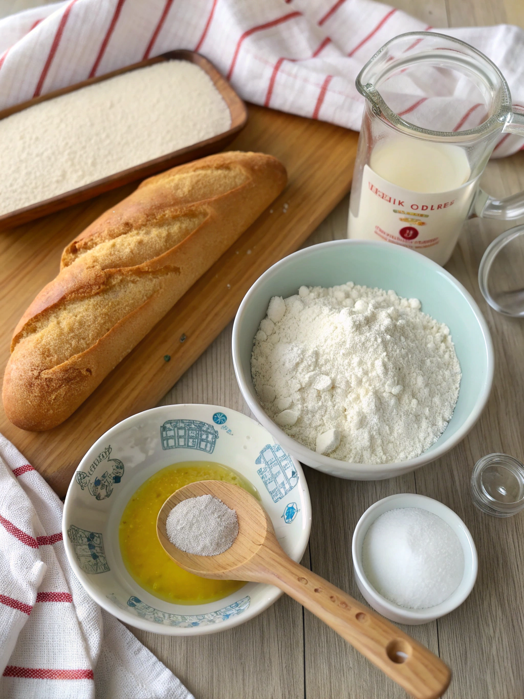 Ingredients for the easy mini baguette recipe