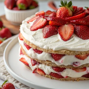 no bake strawberry split cake