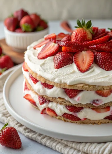 no bake strawberry split cake